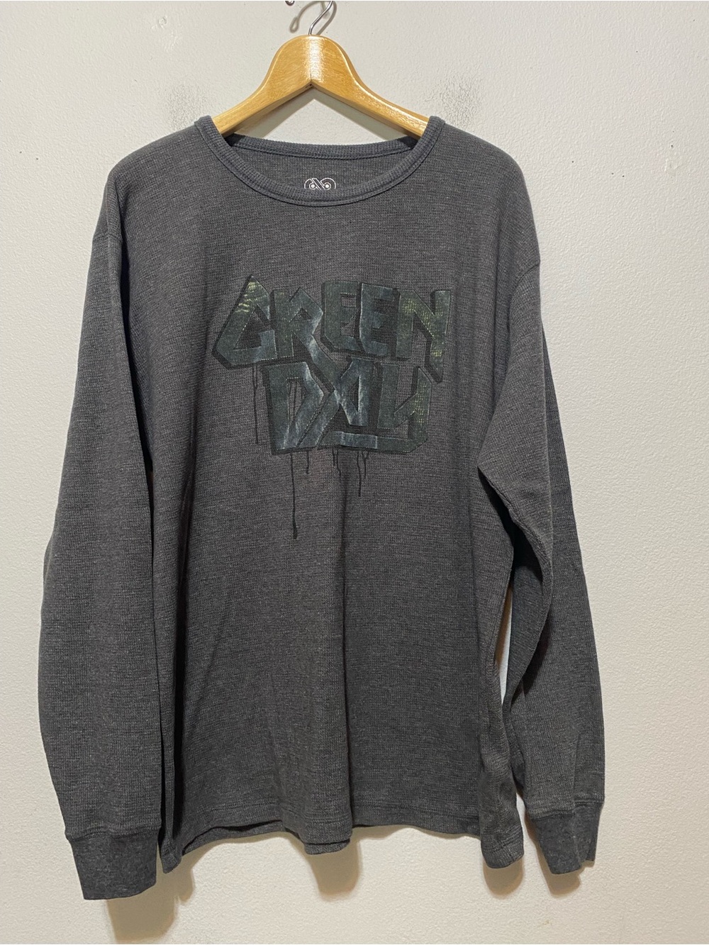 Y2k Cinder Block Dark Gray Green Day Waffle Knit Shirt XXLarge